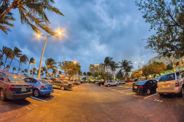 Fort Lauderdale Février 2012 Stationnement Municipal Près Boulevard Beach Nuit — Photo