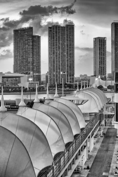 Fantastisk Utsikt Över Miami Port Och Stadens Skyline — Stockfoto