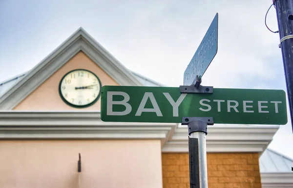 Sinal Rua Bay Nassau Bahamas — Fotografia de Stock