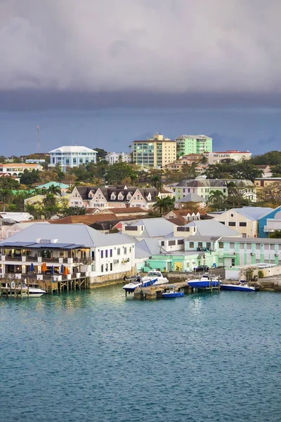 Nassau Ufuk Çizgisinin Gün Batımı Manzarası Yolcu Gemisinden Bahamalar — Stok fotoğraf