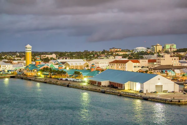 Sunset View Nassau Skyline Bahamas Cruise Ship — Stock Photo, Image