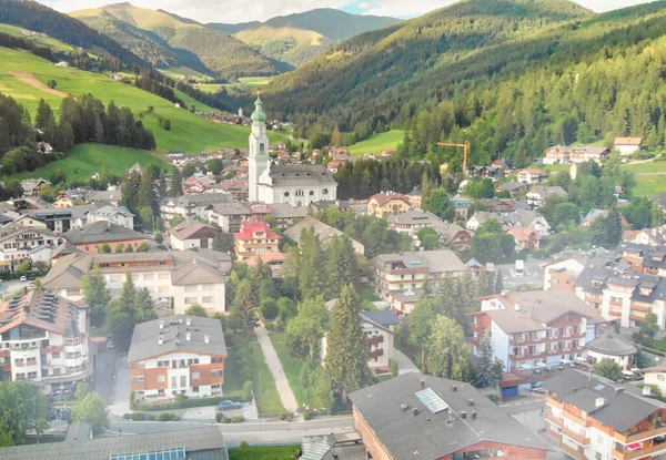 Toblach Italy Aerial View Dobbiaco City Surrounding Countryside Summer Season — Stock Photo, Image