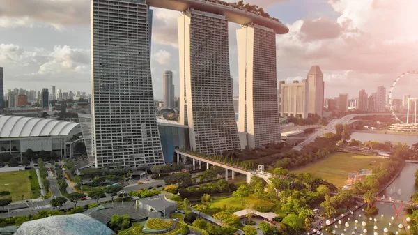 Singapur Junio 2020 Paisaje Aéreo Ciudad Desde Los Jardines Bahía — Foto de Stock