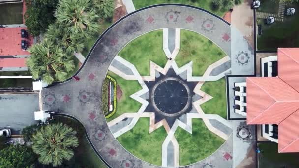 Singapur Sułtan Gate Square i fontanna nad głową widok z powietrza — Wideo stockowe