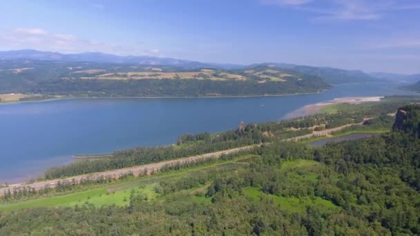 Columbia River Gorge w Oregonie, niesamowita panorama z powietrza — Wideo stockowe