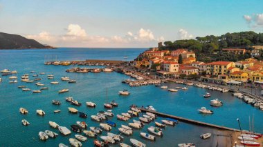Marina Di Campo, Elba Island. Beautiful aerial view of townscape in Italy. clipart