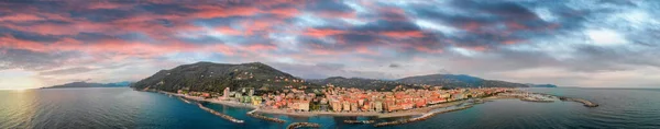 Panoramautsikt Över Chiavari Vid Solnedgången Italien — Stockfoto