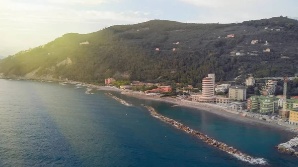 Vue Aérienne Chiavari Ligurie Italie Paysage Urbain Drone Coucher Soleil — Photo