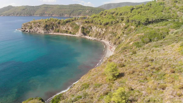 Letecký Pohled Pláž Acquarilli Ostrov Elba — Stock fotografie