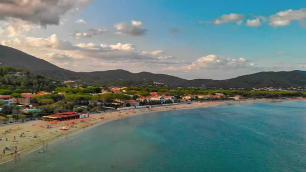 Marina Campo Ostrov Elba Krásný Letecký Výhled Město Itálii — Stock fotografie