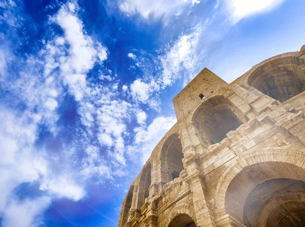 External View Beautiful Roman Amphitheatre Blue Sky Summer — Stock Photo, Image