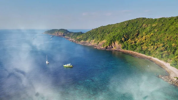 Phi Phi Islands Beach Loh Lana Bay Aerial View Sunny — Stock Photo, Image