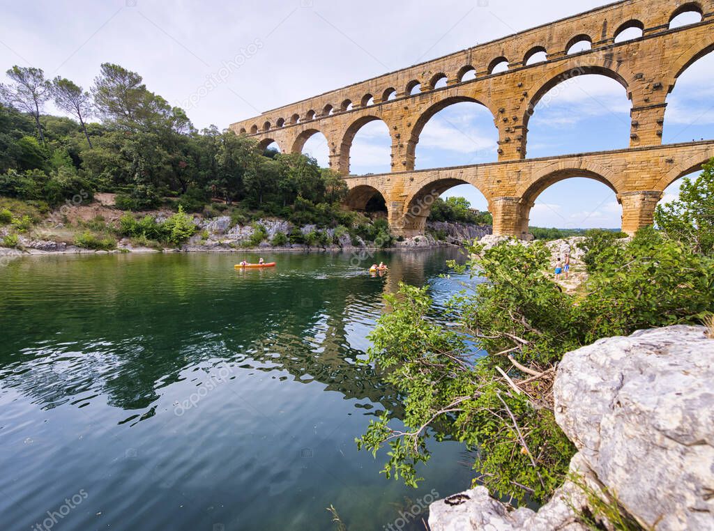 Pont De Garde in summer season, Provence, France.