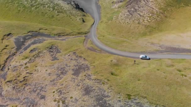 Saxholl Crater, Iceland. Beautiful aerial view from drone — Stock Video