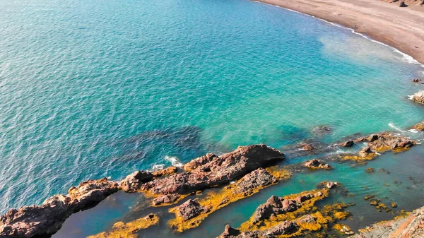 Vue Aérienne Imprenable Sur Côte Djupalonssandur Saison Estivale Islande — Photo