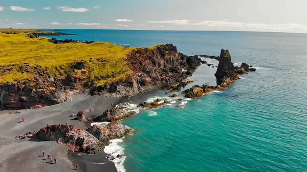 Ακτή Djupalonssandur Στην Ισλανδία Καταπληκτική Θέα Drone Καλοκαίρι — Φωτογραφία Αρχείου