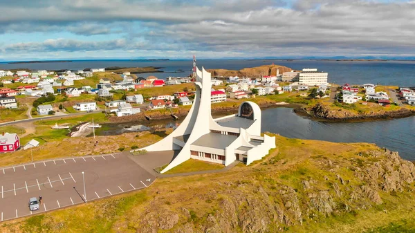 Flygfoto Över Stykkisholmur Snaefellsnes Halvö Island — Stockfoto