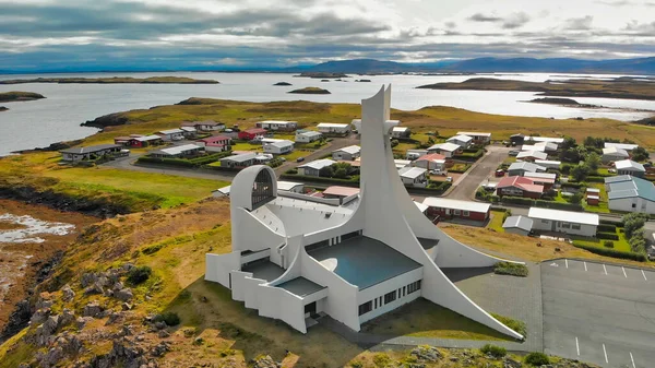 Stykkisholmur Islandia Increíble Vista Aérea Ciudad Soleado Día Verano —  Fotos de Stock