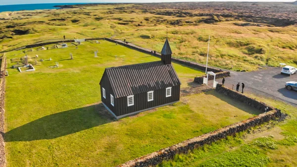 Budavegur Islandia Occidental Vista Aérea Famosa Iglesia Negra Budir — Foto de Stock