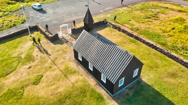 Budavegur Islandia Occidental Vista Aérea Famosa Iglesia Negra Budir — Foto de Stock