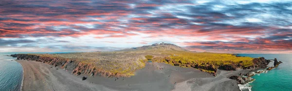 Pobřeží Djupalonssandur Islandu Úžasný Výhled Dron Letní Sezóně — Stock fotografie