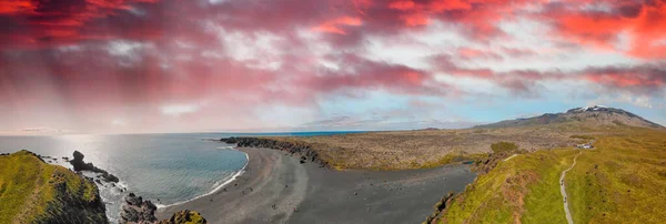 Incredibile Vista Aerea Della Costa Djupalonssandur Islanda Nella Stagione Estiva — Foto Stock