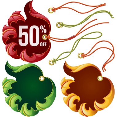 Vektör yaprak Satılık Etiketler sonbahar