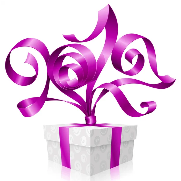 Векторная пурпурная лента и подарочная коробка — стоковый вектор
