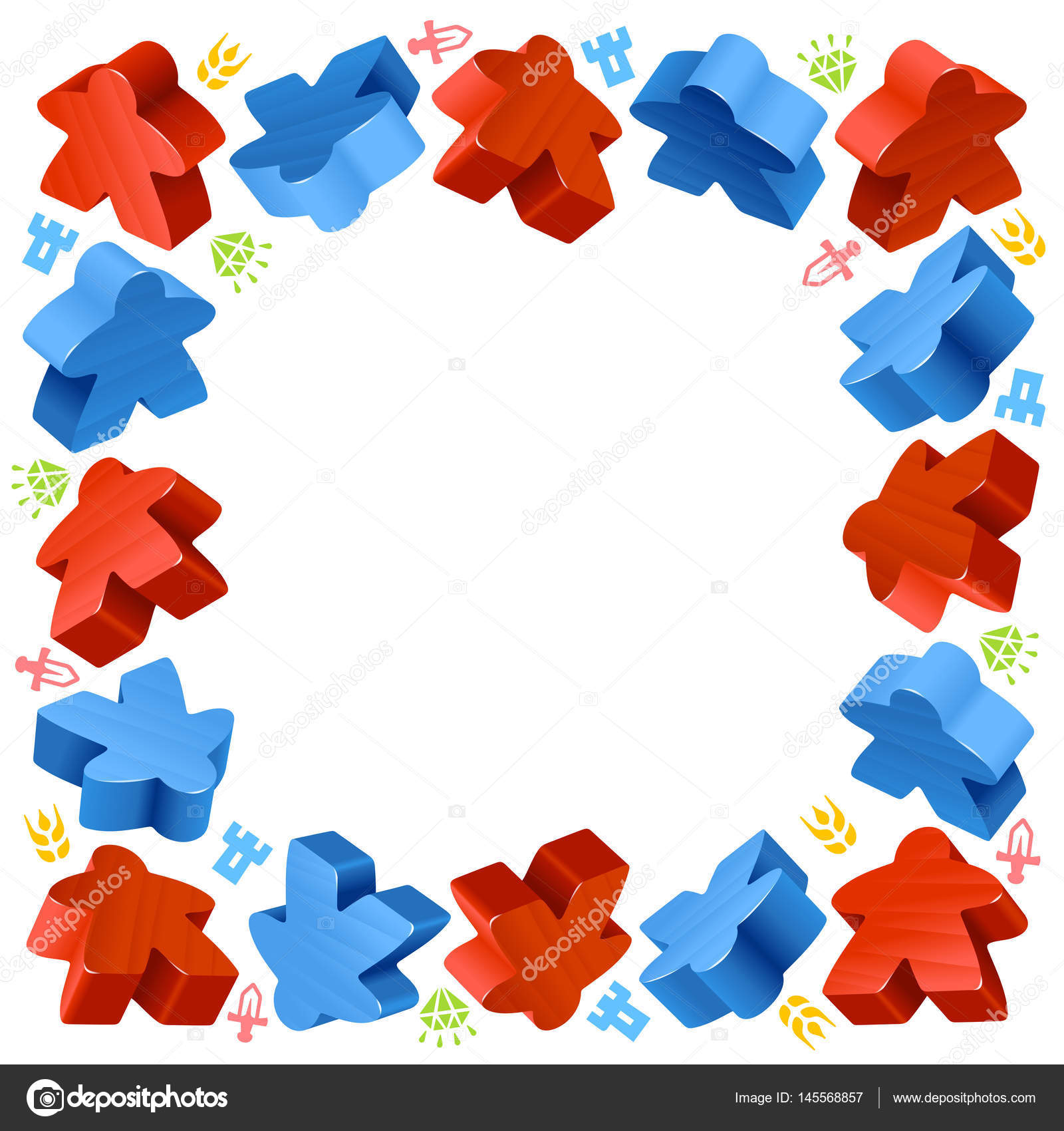 3d board game meeple set Stock Vector