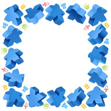 Mavi meeples kare çerçeve