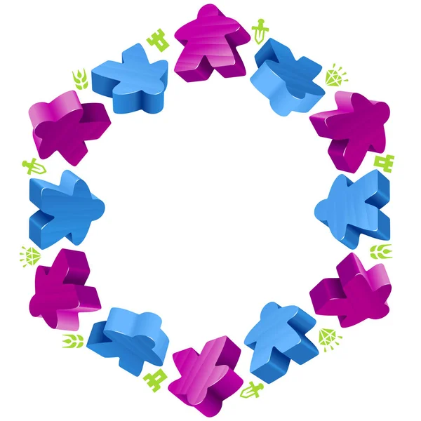 Quadro hexadecimal de meeples — Vetor de Stock