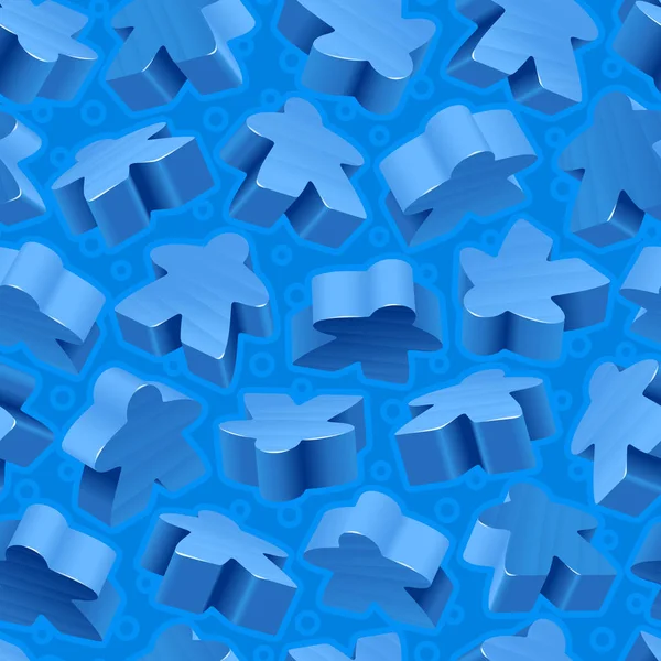 Vector blue meeples seamless pattern — Stock Vector