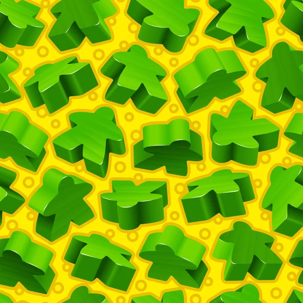 벡터 녹색 meeples 완벽 한 패턴 — 스톡 벡터