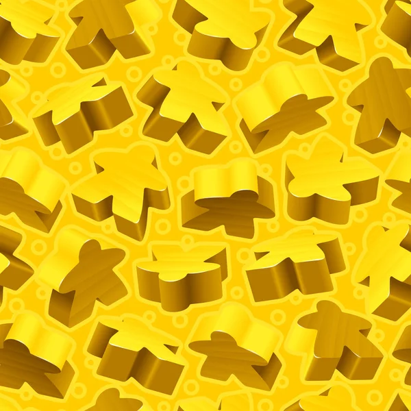 矢量黄色 meeples 无缝模式 — 图库矢量图片