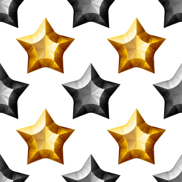 Diamonds Stars Seamless Pattern. Yellow and Black — Stock Vector