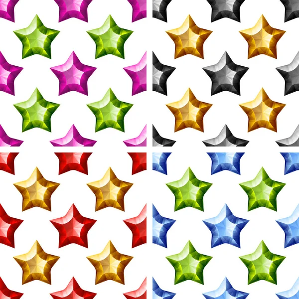 Conjunto de patrones sin costura Vector Diamonds Stars — Vector de stock