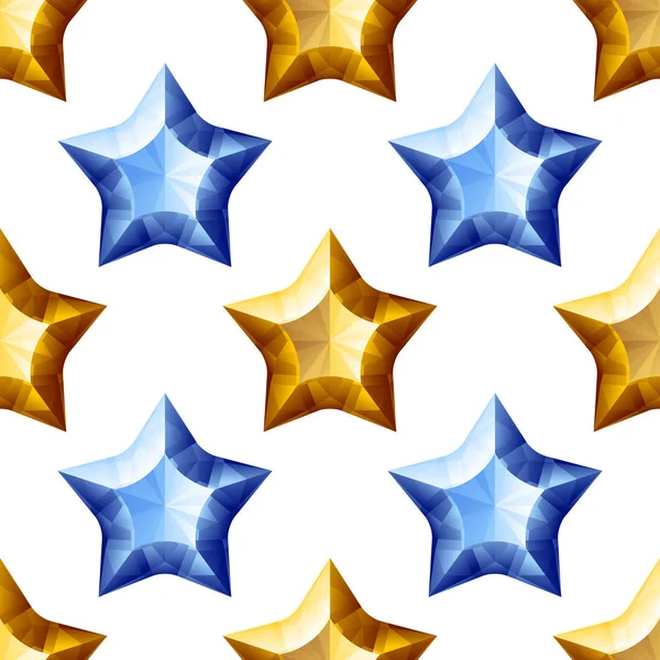 ダイヤモンド星シームレス パターン。黄色と青 — ストックベクタ