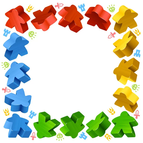 Quadro quadrado de meeples multicoloridos Ilustrações De Stock Royalty-Free