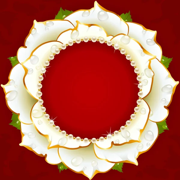 Witte bloemen cirkelframe — Stockvector
