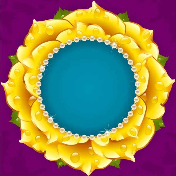 Gele bloemen cirkelframe — Stockvector