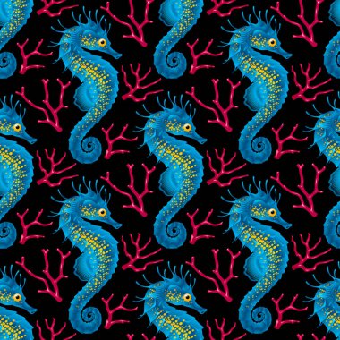 Vektör Seamless Modeli whith deniz atı