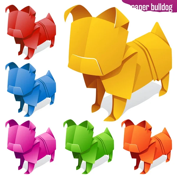 Origami kağıt köpek seti Vektör Grafikler