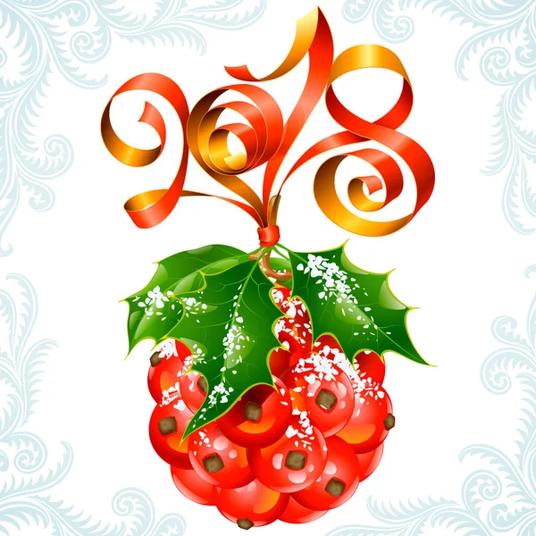 Раскраска Красных Ленточек Бал Поздравления Новым Годом Приглашения Рождество Символы — стоковый вектор