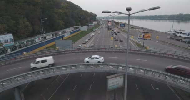 Flygfotografering. Kiev-trafikplats. 15 oktober 2017. — Stockvideo