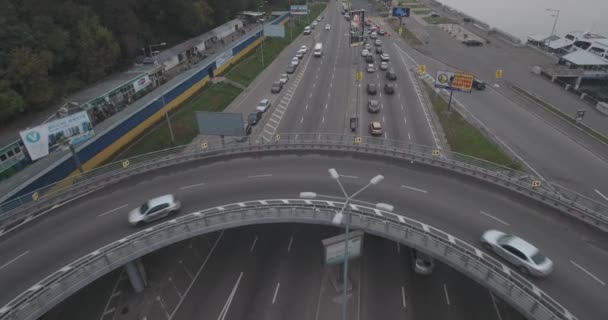 Inspección aérea. Cruce Kiev-carretera. octubre 15, 2017 . — Vídeo de stock