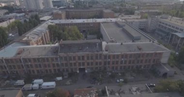 Hava anket. terk edilmiş fabrikaları Kiev. Terk edilmiş fabrikası, Ukrayna'da basın. Şehir Kiev 09 in. Eylül 2017. harap bitki teslim. terk edilmiş sanayi bölgesi kuş uçuş. 