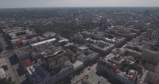 Kiev Street Vladimirskaya Aerial City Landscape Height Bird Flight Dawn — Stock Video