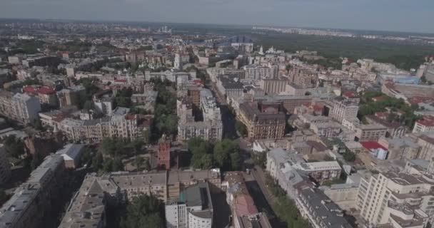 Kiev Calle Vladimirskaya Aérea Paisaje Urbano Desde Altura Del Vuelo — Vídeo de stock