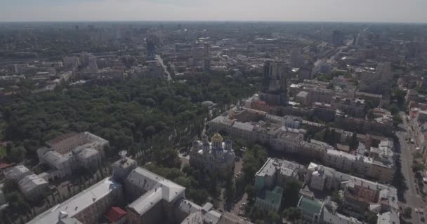 Kiev Straat Vladimirskaya Antenne Stad Landschap Uit Hoogte Van Vlucht — Stockvideo