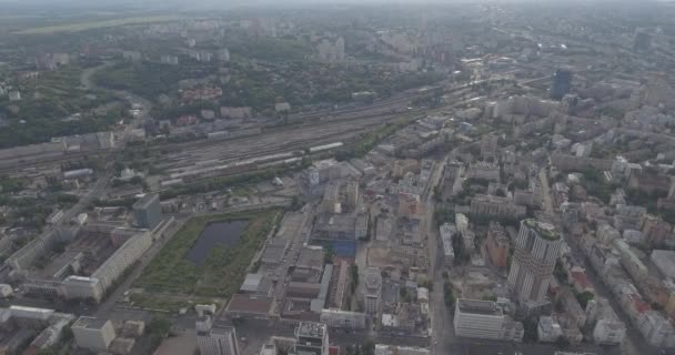 Kiev Straat Vladimirskaya Antenne Stad Landschap Uit Hoogte Van Vlucht — Stockvideo